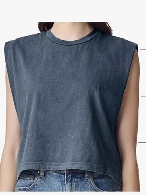 American Apparel Dark Gray Blue Muscle Sleeve Crewneck